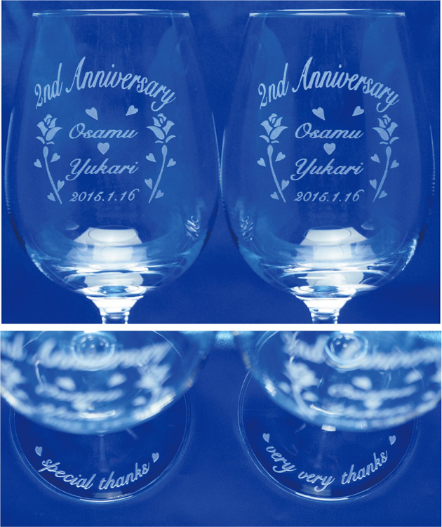 結婚記念日お祝い 2周年記念　ワイングラス