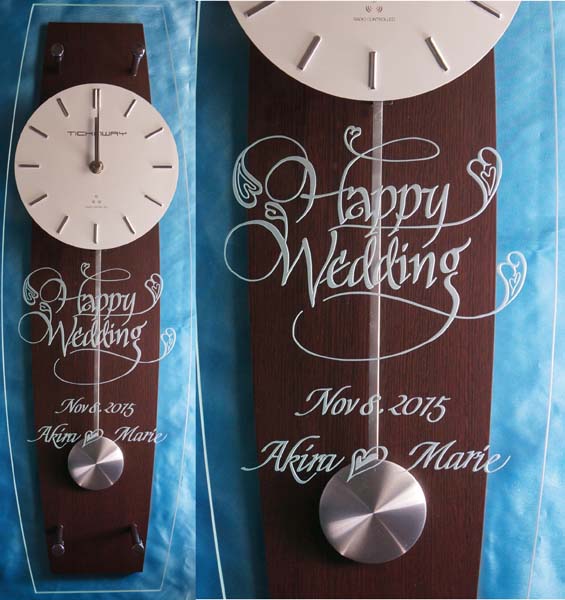 結婚式両親へプレゼント　カリグラフィー 時計