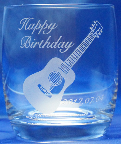 誕生日プレゼント　ロックグラス　ギター オリジナル記念品