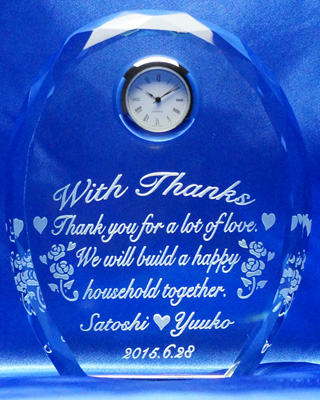 クリスタルクロック　結婚式両親へプレゼントDT-11
